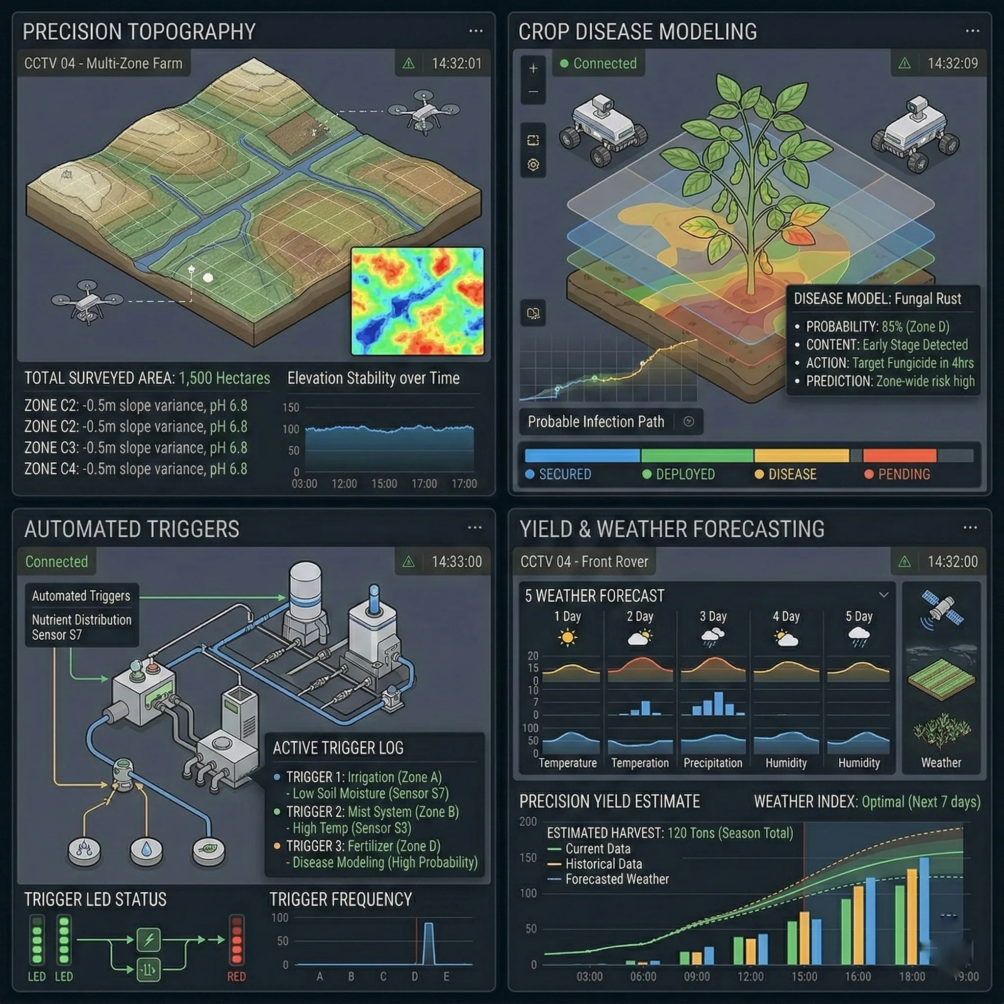 AgriSense AI: Precision agriculture dashboard with multispectral crop health mapping and soil analysis visualization