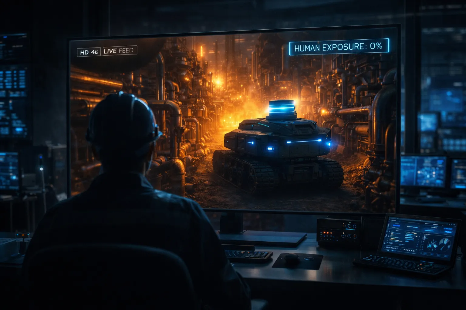 High-risk hazardous area in an energy facility requiring autonomous robotic monitoring