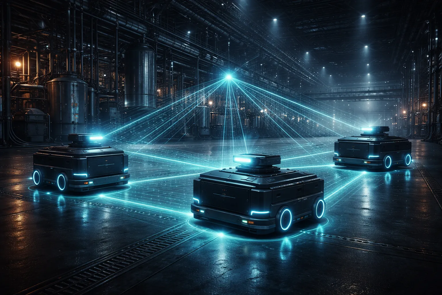 Conceptual diagram of localized mesh network swarm and redundant cloud connectivity layers