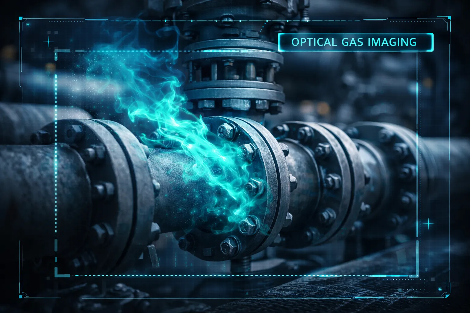 Visualization of Optical Gas Imaging (OGI) detecting a methane leak plume in real-time