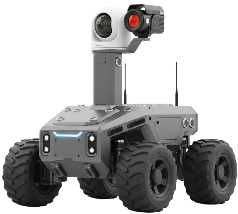 Sentry: All-terrain autonomous security patrol robot with 4K PTZ and thermal sensors